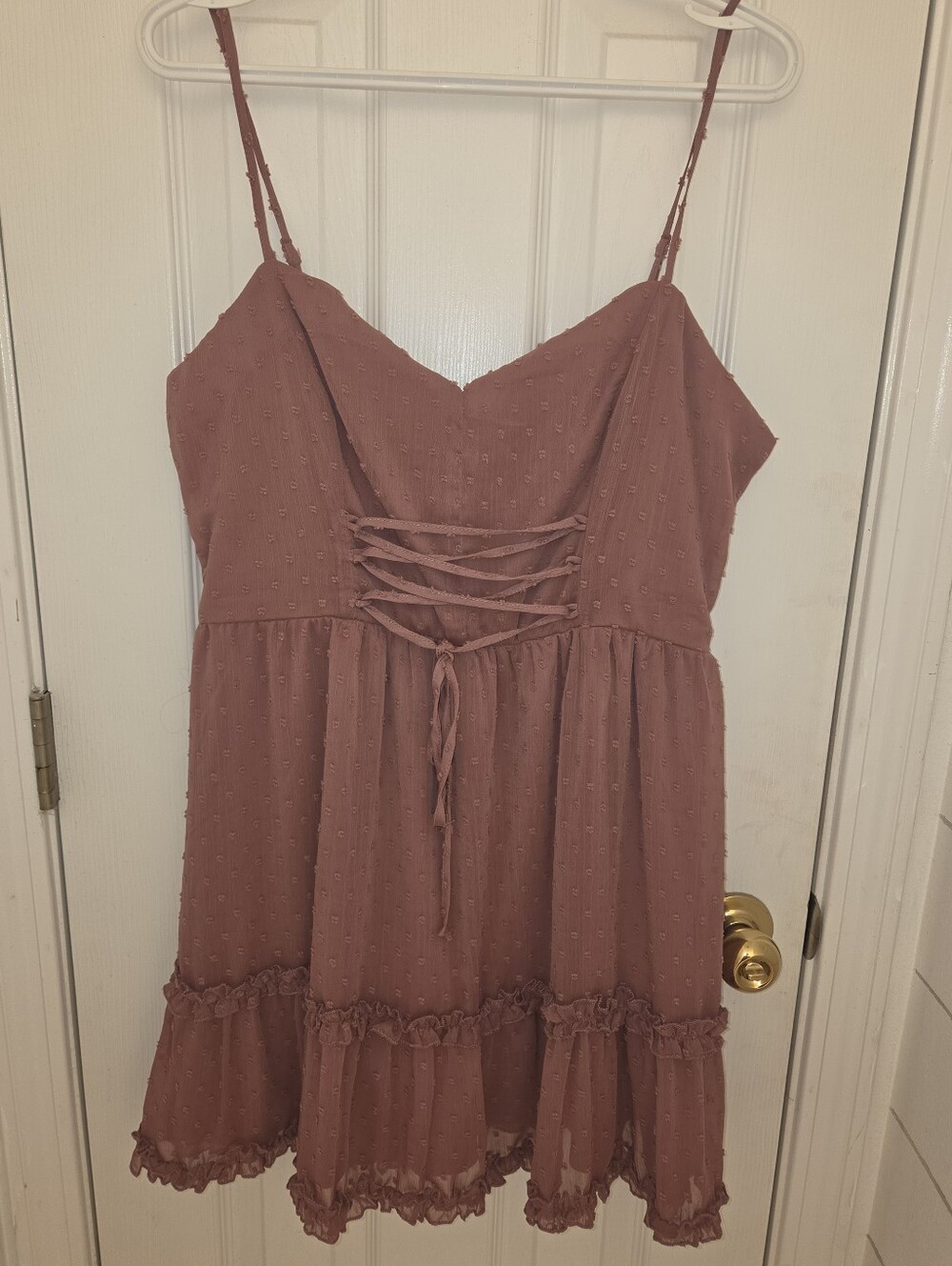 Franceschas Women’s Dusty Rose Lace-Up Ruffle Sundress